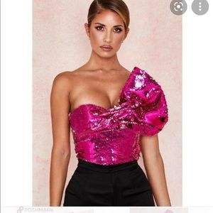 House of CB HOT PINK SEQUIN BODYSUIT